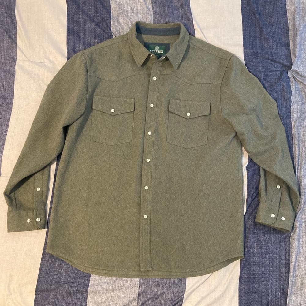 Schnee’s Mens Flannel Button Up L/S Pearl Snap Grey